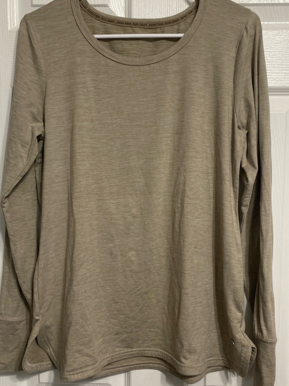 Jones New York Women's Long Sleeve Crewneck Tee in Light Taupe
